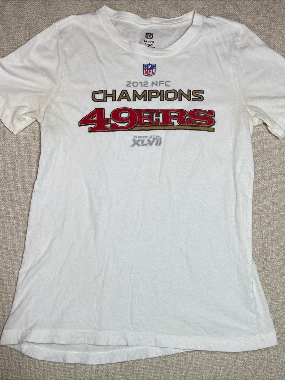 San Francisco 49ers T Shirt Youth L NFL Team Apparel White 2012 NFC Champions
